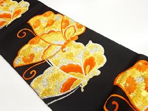 宮田織物製　蝶に菊・桜模様織出し袋帯